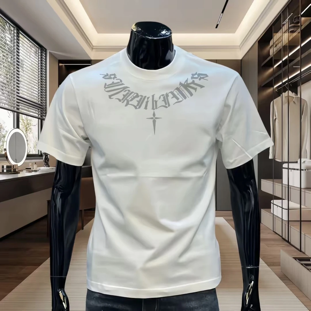 美式痞帅液氨棉短袖T恤男2025新款夏季潮流时尚印花百搭圆领上衣