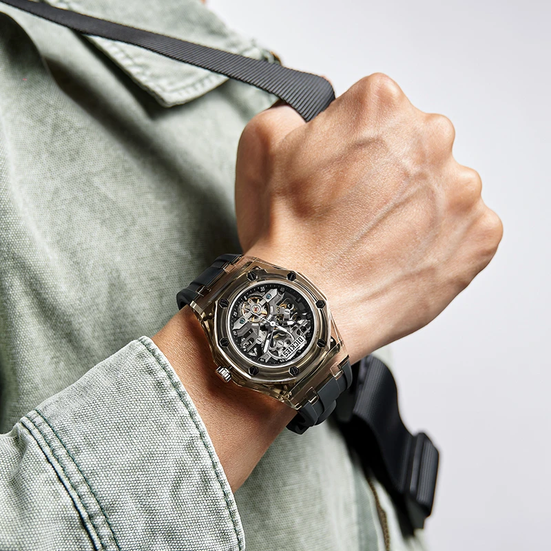 Dickies手表街头甜酷情侣高颜值冰韧透明镂空自动机械手表学生表商品图