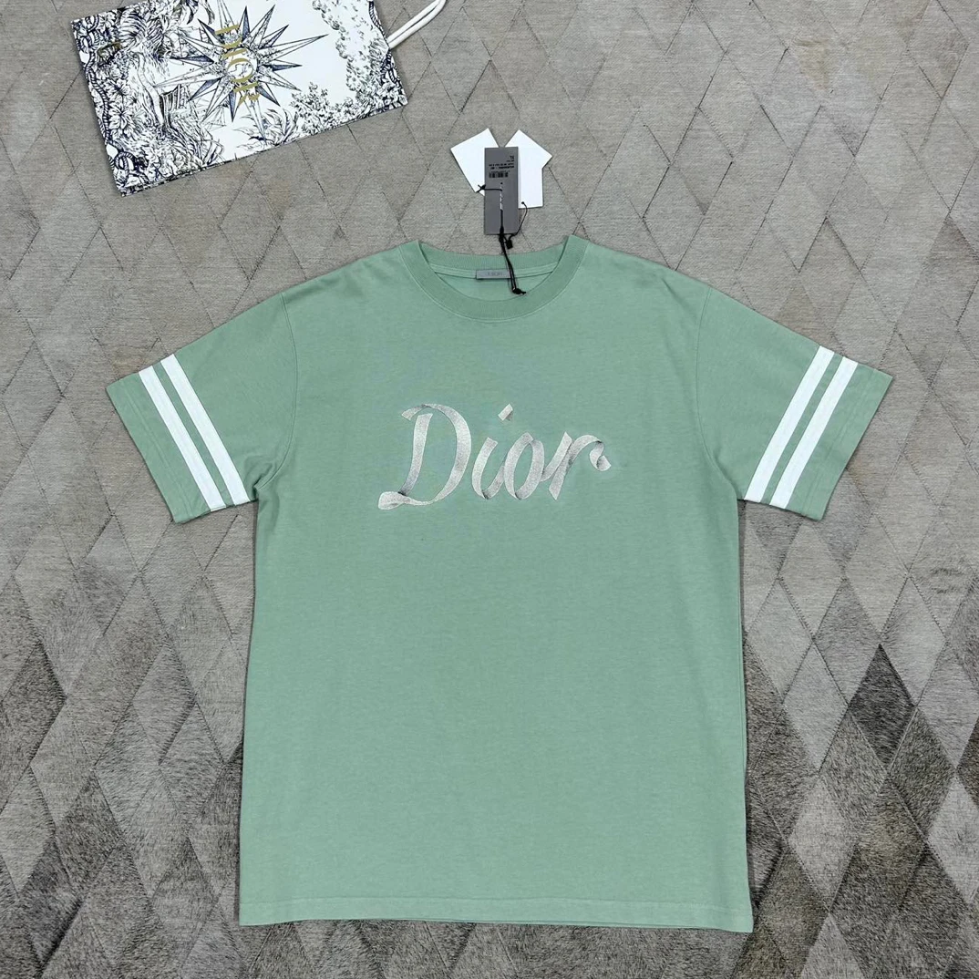 未使用 DIOR/迪奥 127728 男款重工刺绣T恤 银线刺绣