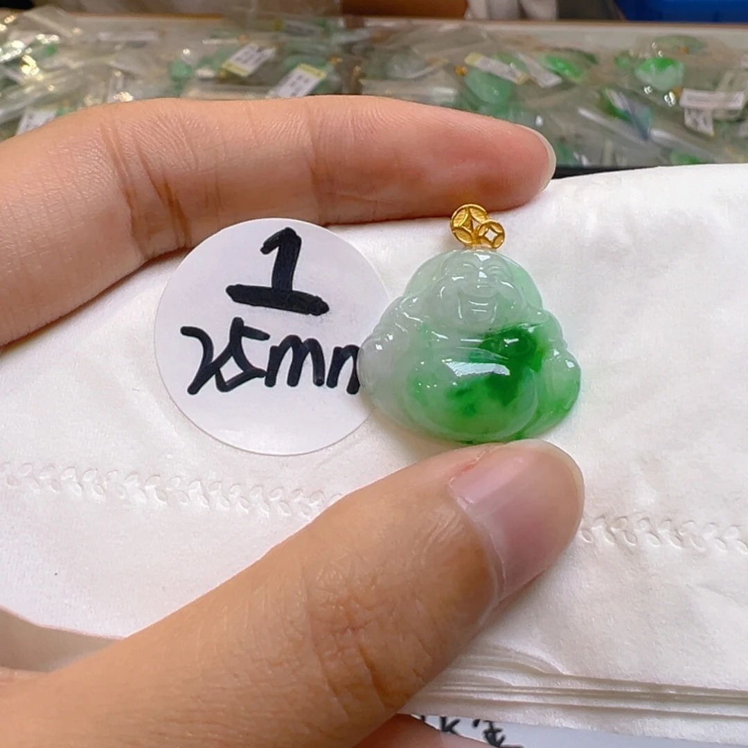 吊坠(不含链)18K金镶嵌翡翠