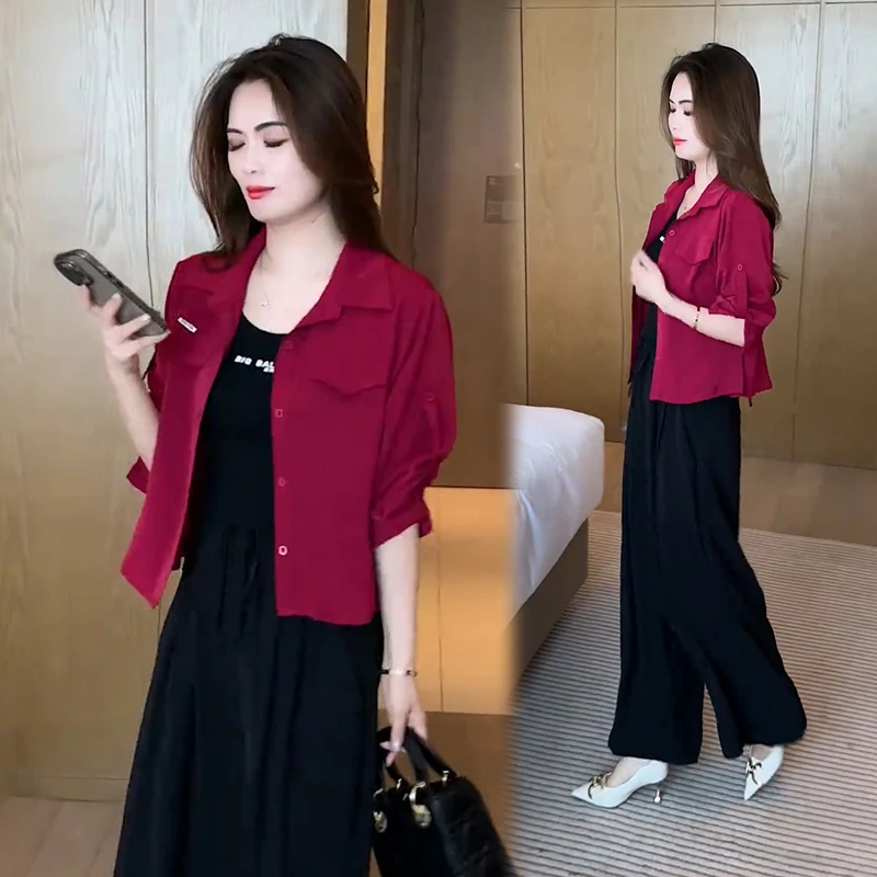 常规韩版印染秋季女装衬衫夏装成人外套遮肚显瘦薄款长袖