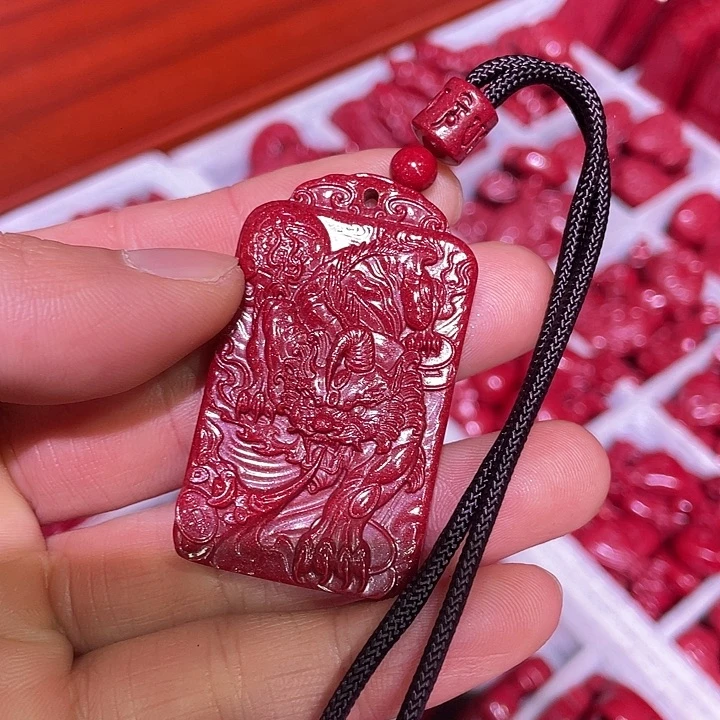 天然辰砂紫金砂貔貅牌吊坠