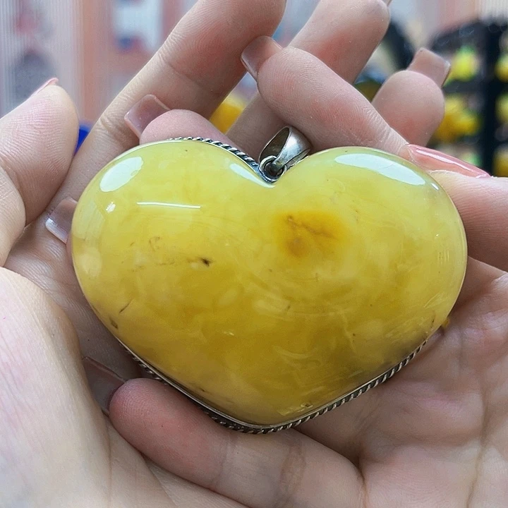 琥珀银S925镶嵌颈饰吊坠