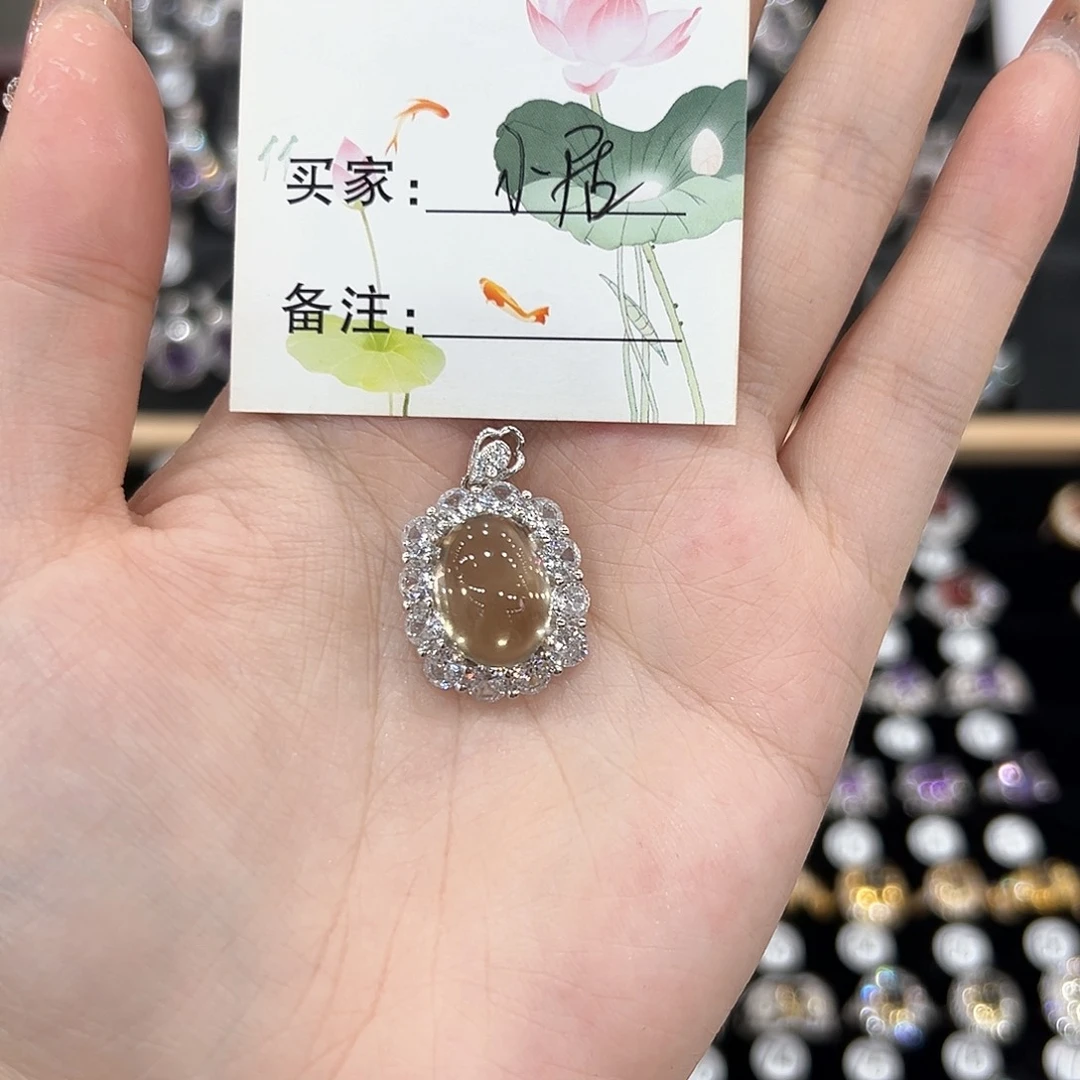 黄晶戒指银S925镶嵌戒指