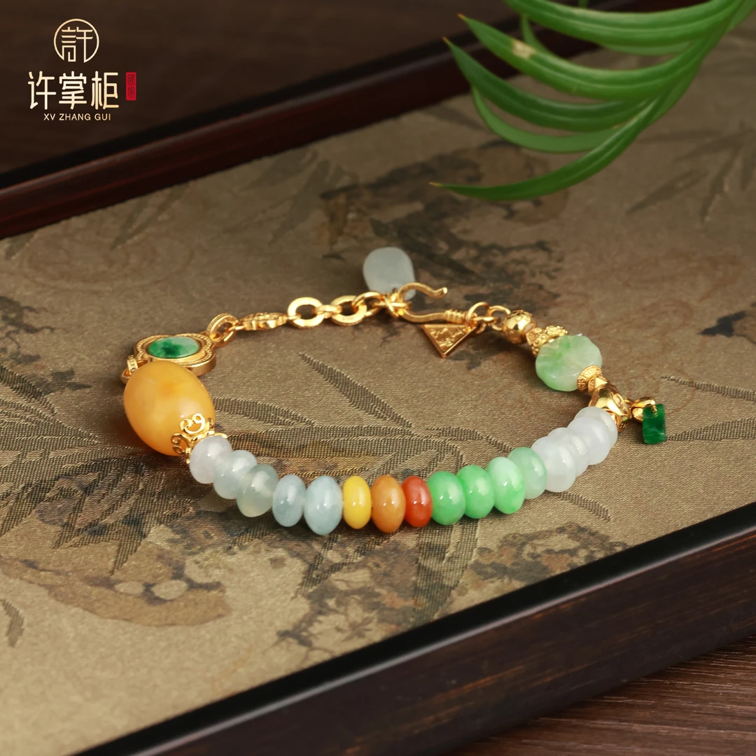 许掌柜｜珀澜 S925银蜜蜡手链算盘珠天然蜜蜡DIY配饰长度约18CM