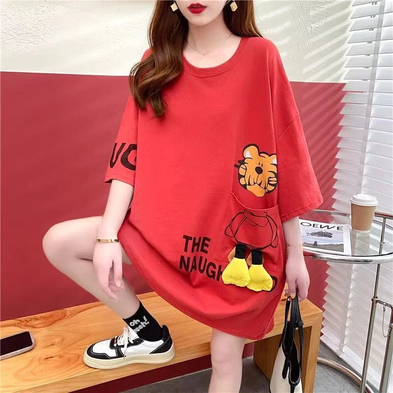 字母休闲风口袋印花常规短袖T恤显瘦夏季韩版半袖