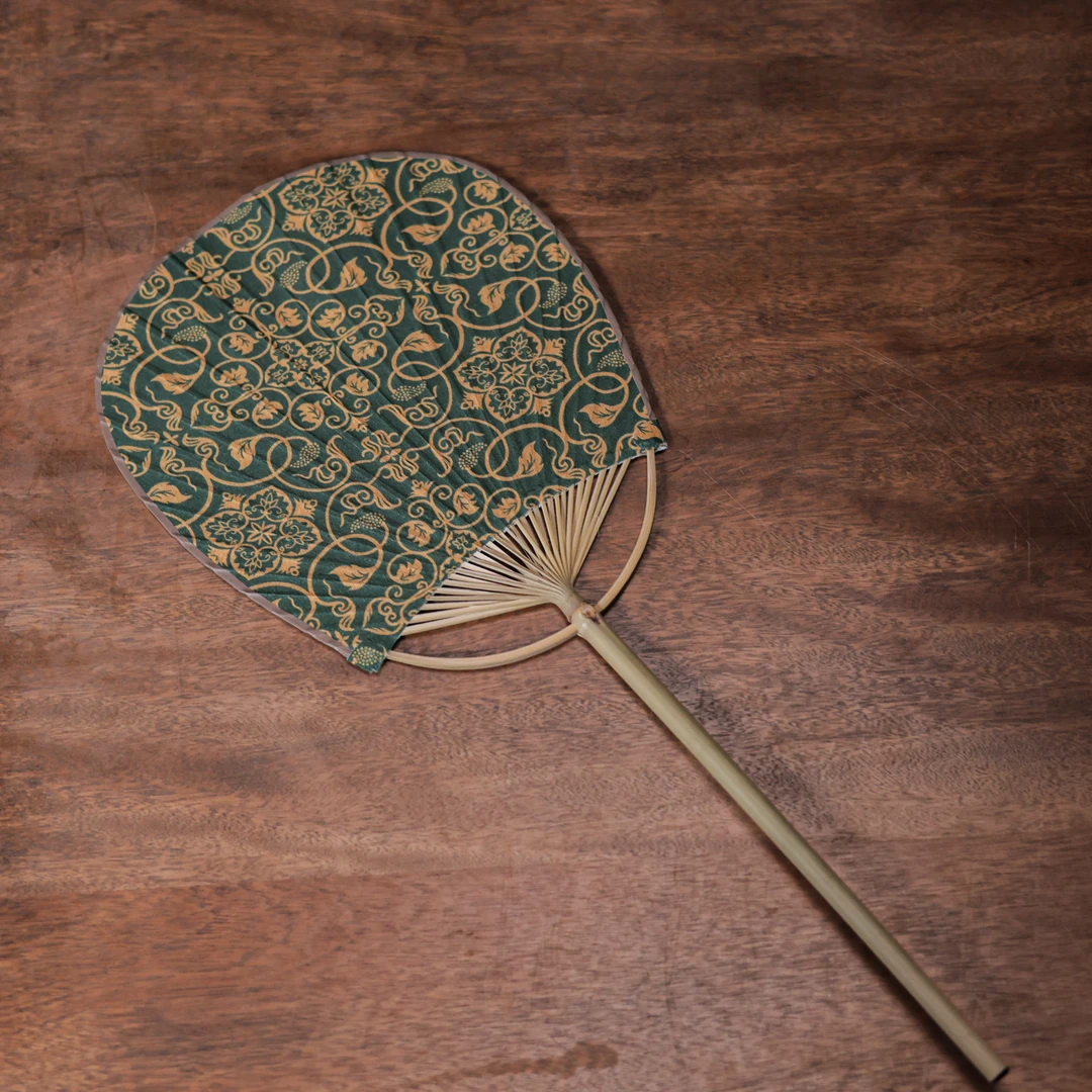 【悦生活】【璎珞宝相纹】绿色扇（慢蓝S1190）