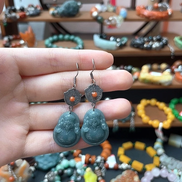 翡翠未镶嵌耳饰饰品