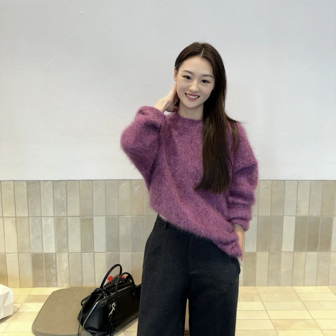 火桐hooton 繁花系列 圆领山羊绒拉绒套头衫