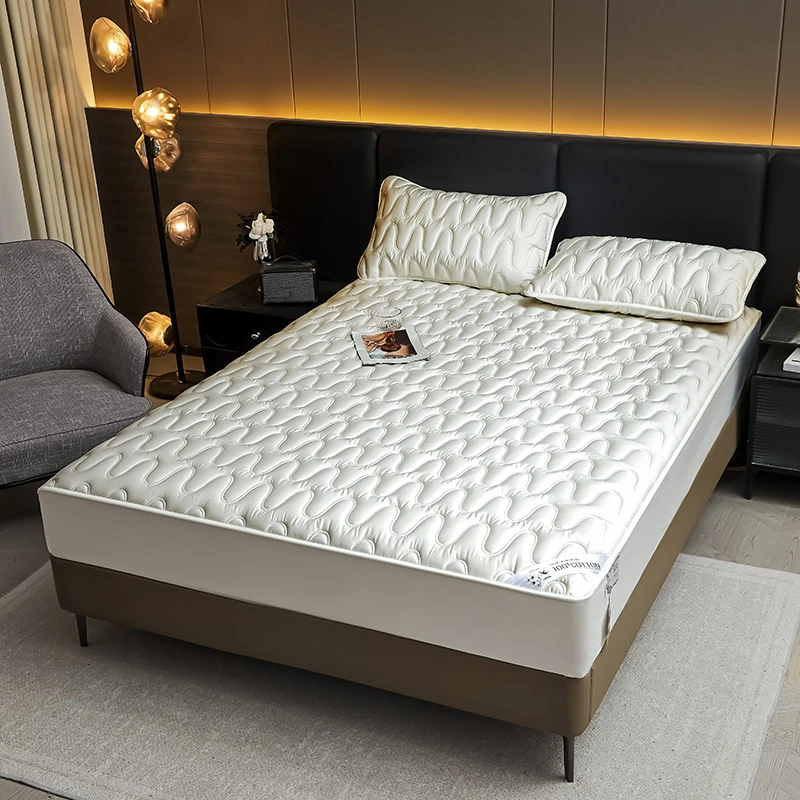 新款100支全棉抗菌夹棉床笠榻榻米席梦思床垫保护罩防滑床罩套