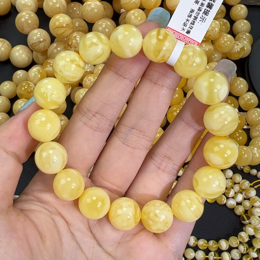 琥珀未镶嵌手链22.8白蜡妖花