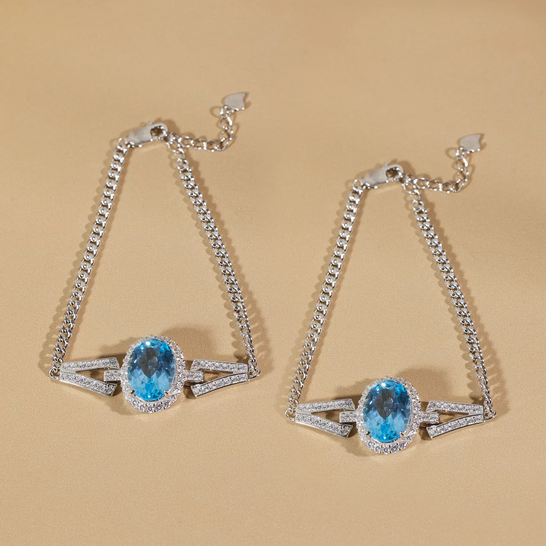 玉峰珠宝【安娜】托帕石手镯925银【H3807】多样性发一