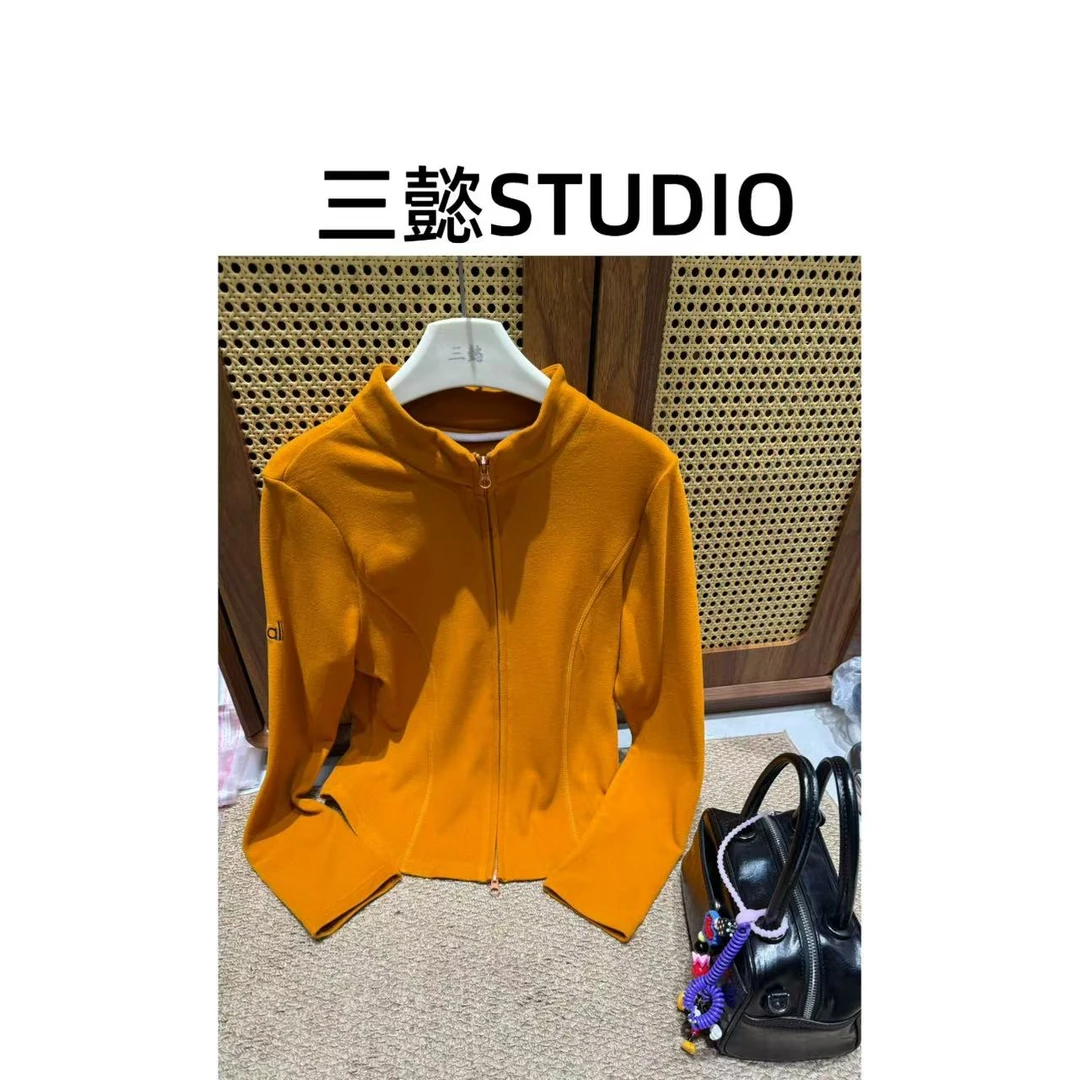 【三懿服饰】秋季新款显瘦百搭立体剪裁休闲立领长袖纯色外套25230