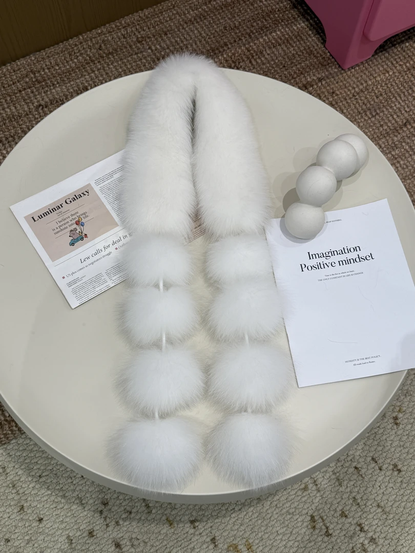 狐狸毛长款八个球围巾双面真皮真毛