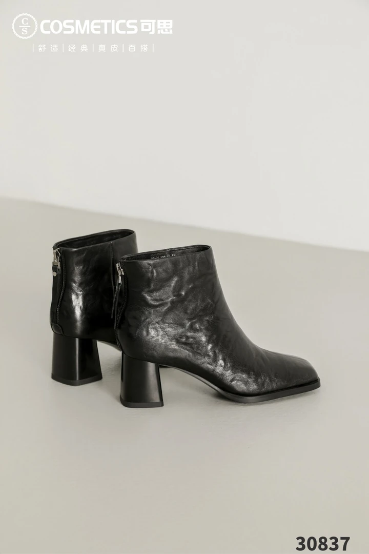 时尚舒适方跟皮鞋30837（后墙）