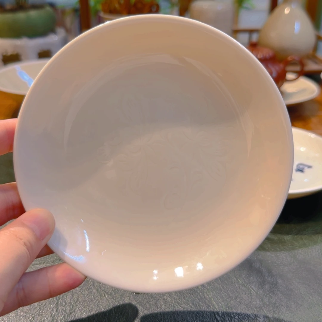 微澜定瓷 莲纹壶承14cm  全手