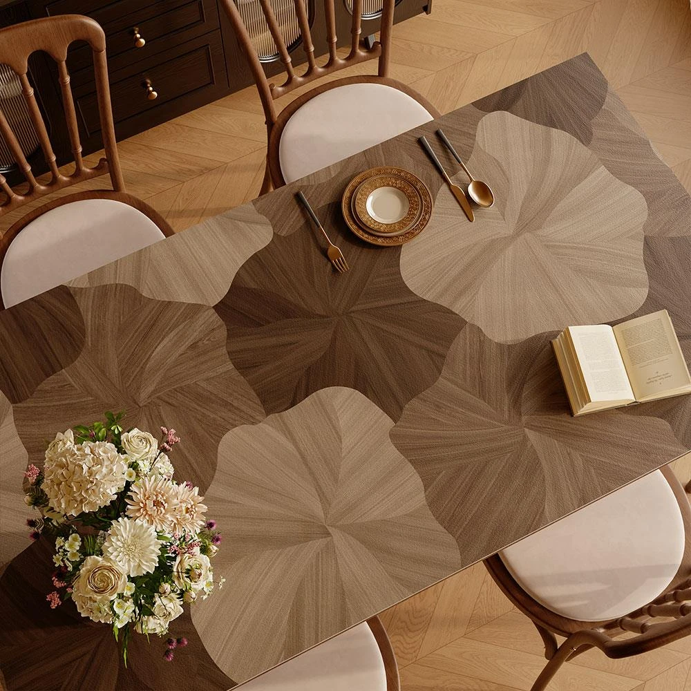 彷实木纹餐桌垫高级感黑胡桃色免洗桌布防水防油隔热茶几垫可定制