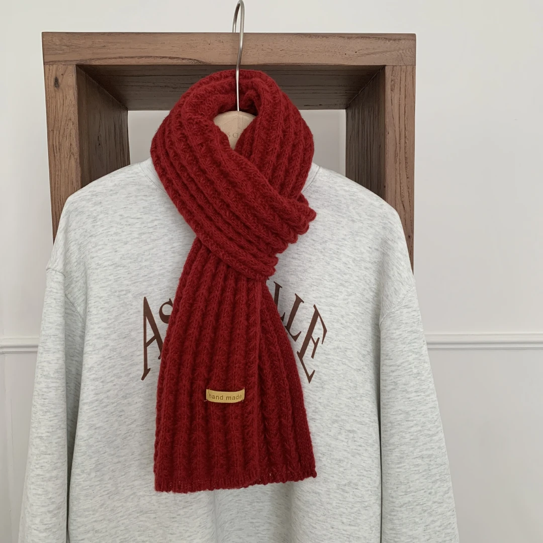 韩版条纹针织围巾女冬季新款百搭高级感保暖情侣围脖