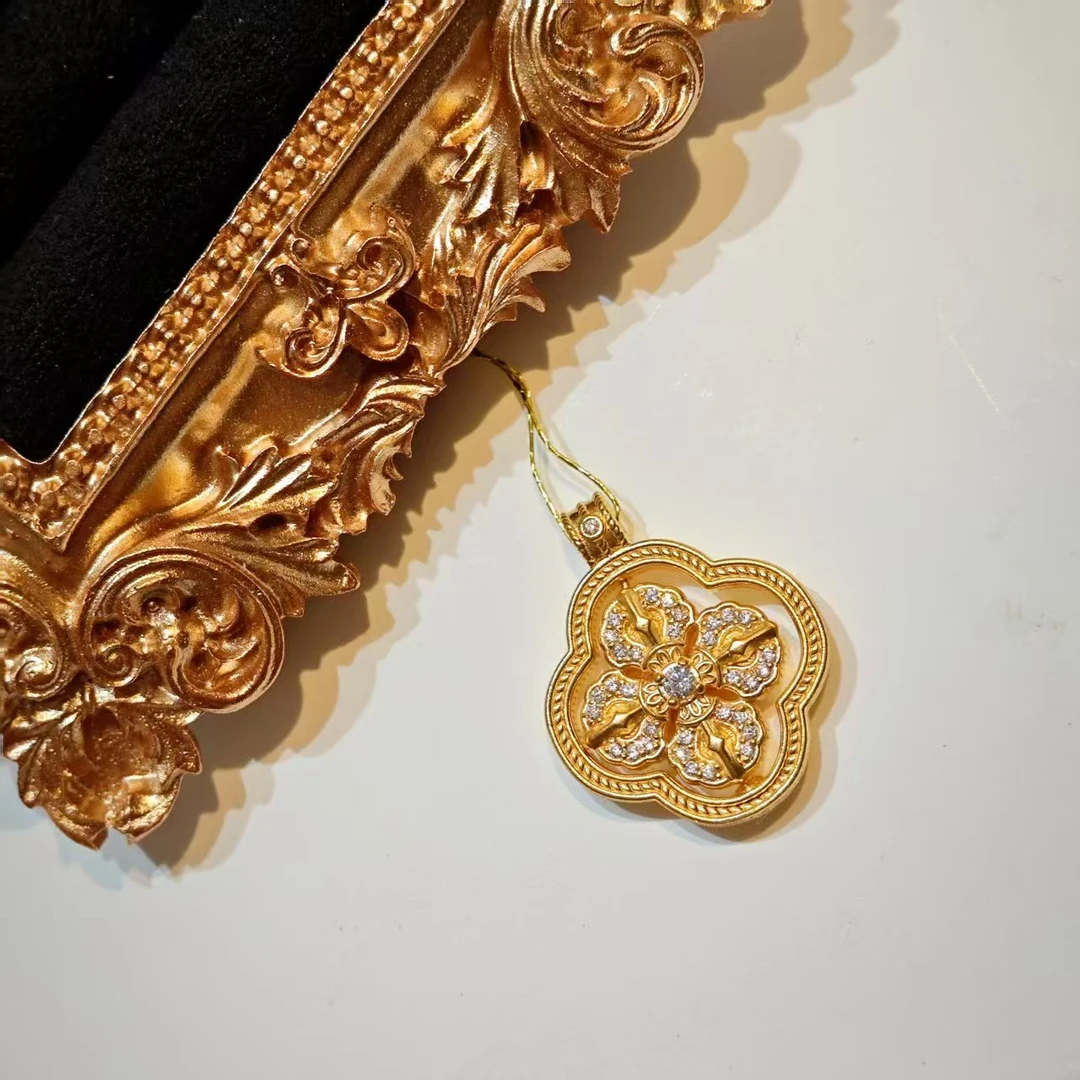 足金999  十字金刚杵吊坠