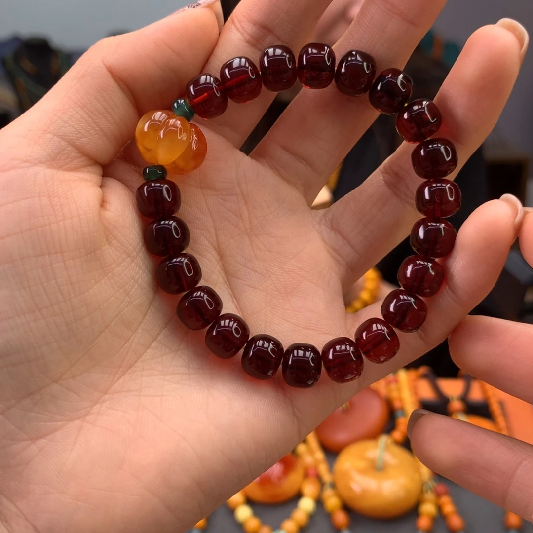 血珀手串未镶嵌天然