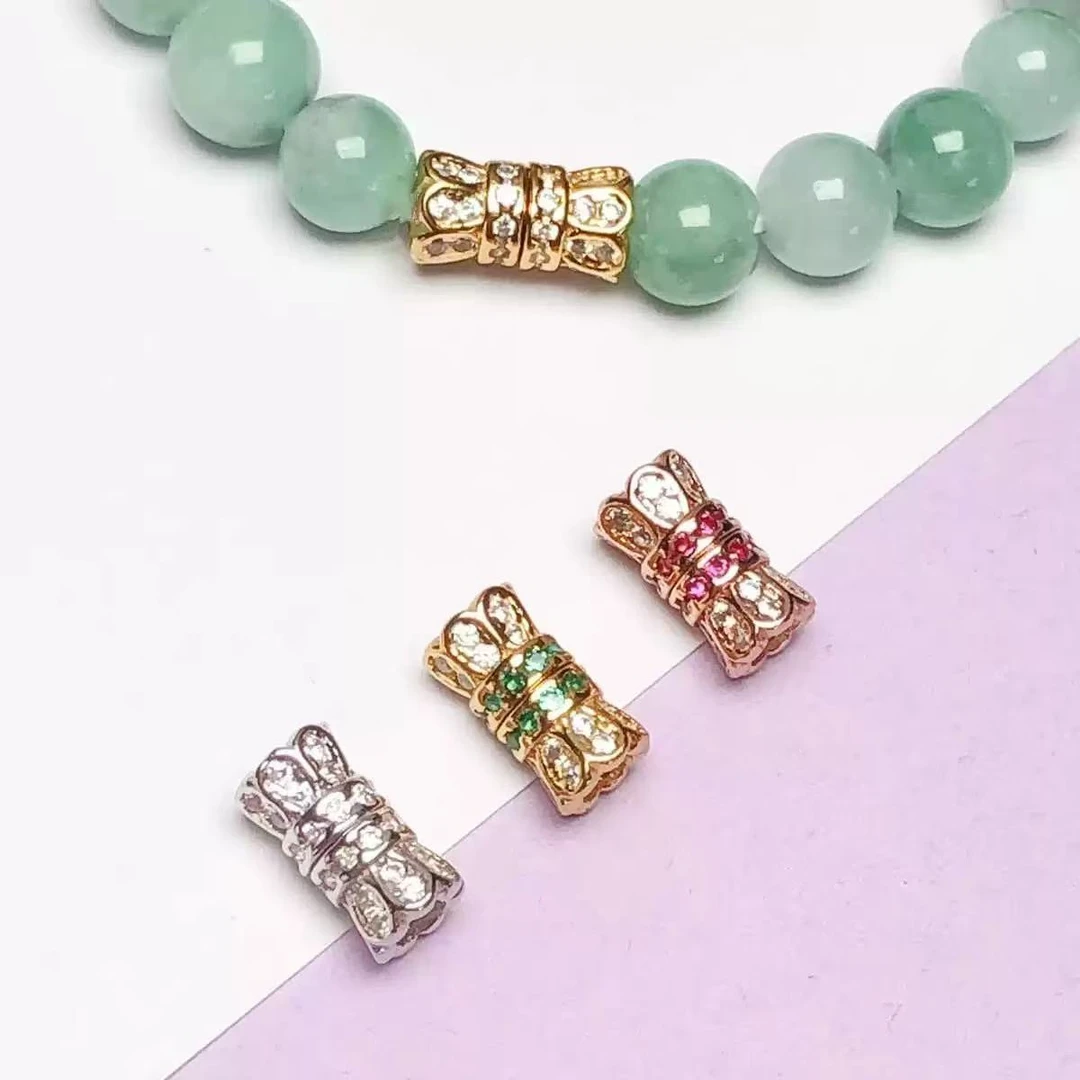 小众首饰螺丝扣头项链万能扣镀18K小米珠链手链连接扣diy配饰件