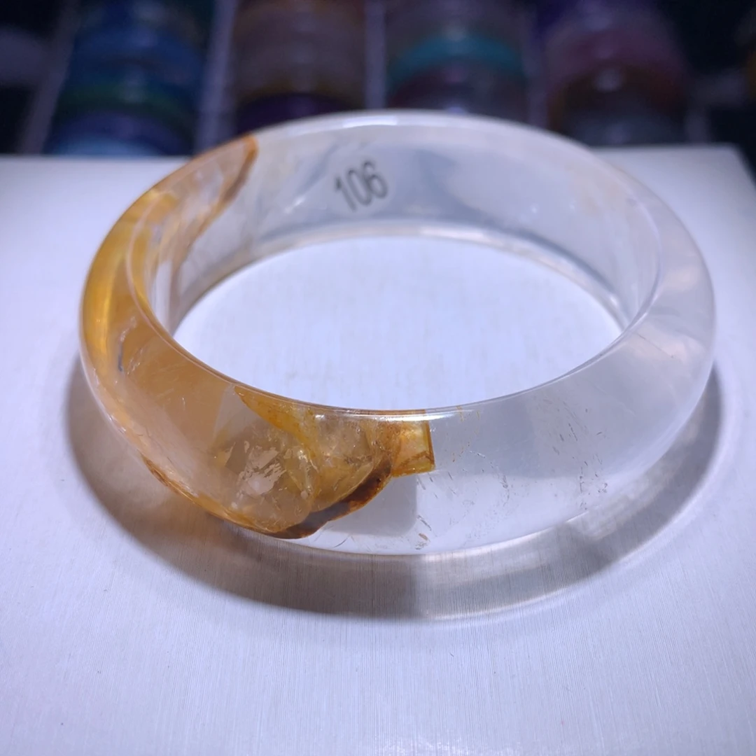 银S925镶嵌手镯水晶黄胶花58圈