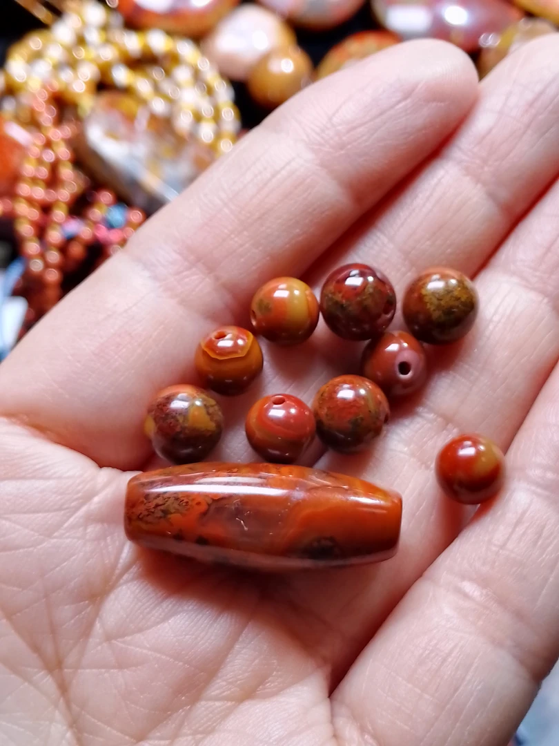 天然战国红玛瑙桶珠圆珠