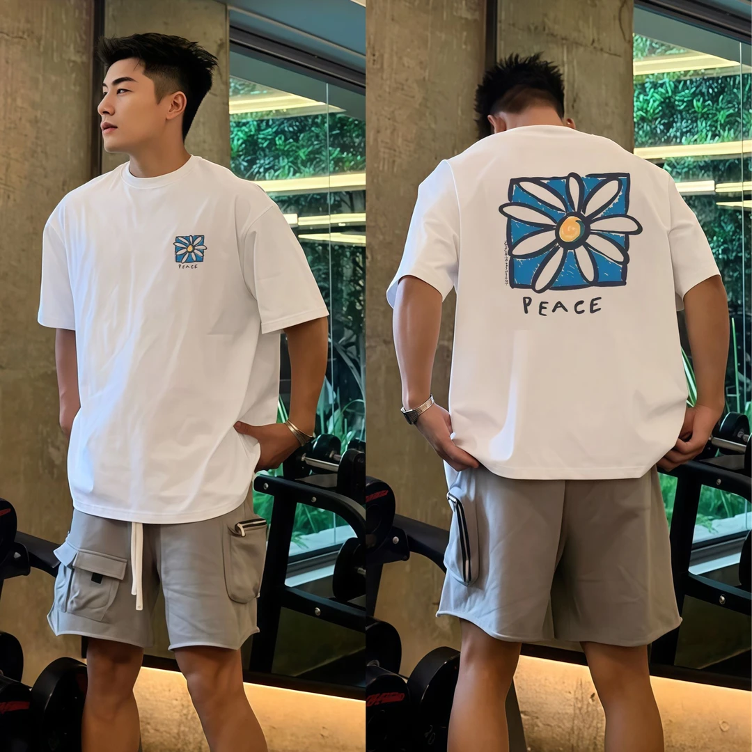 【重磅纯棉】短袖T恤男夏季2025新款美式潮牌卡通印花宽松休闲半袖