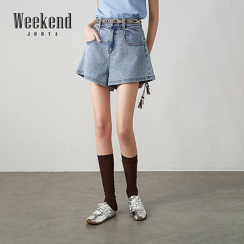 【商场同款】卓雅周末25夏新款复古高腰A字水洗牛仔短裤R220509C