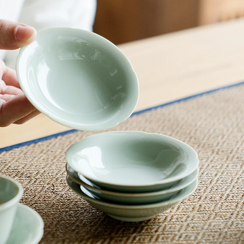 国潮新款青瓷陶瓷茶杯垫功夫配件色防烫隔热垫子茶托杯茶道用具