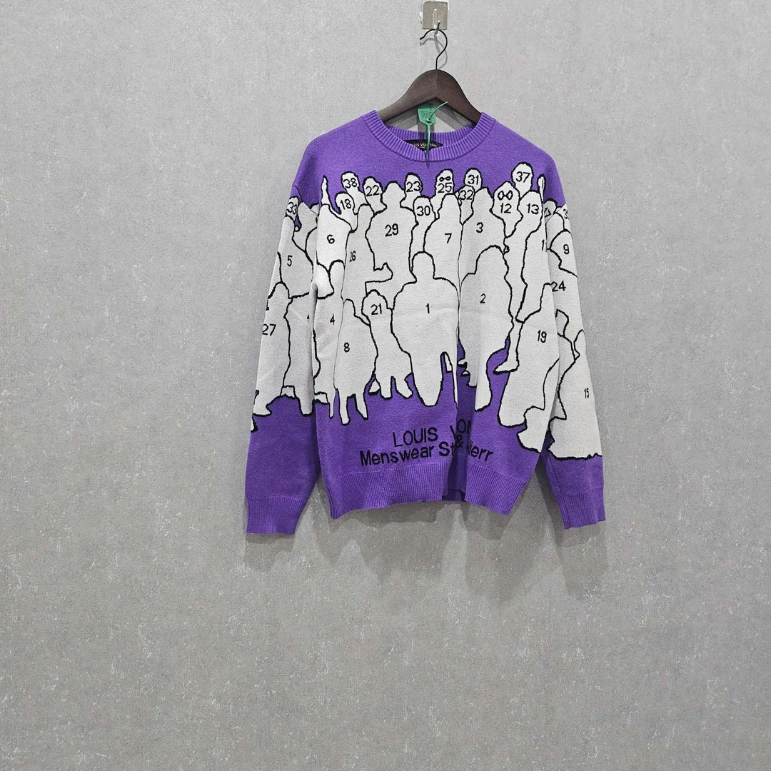 全新未使用 LouisVuitton/路易威登 提花卡通圆领毛衣L码003964