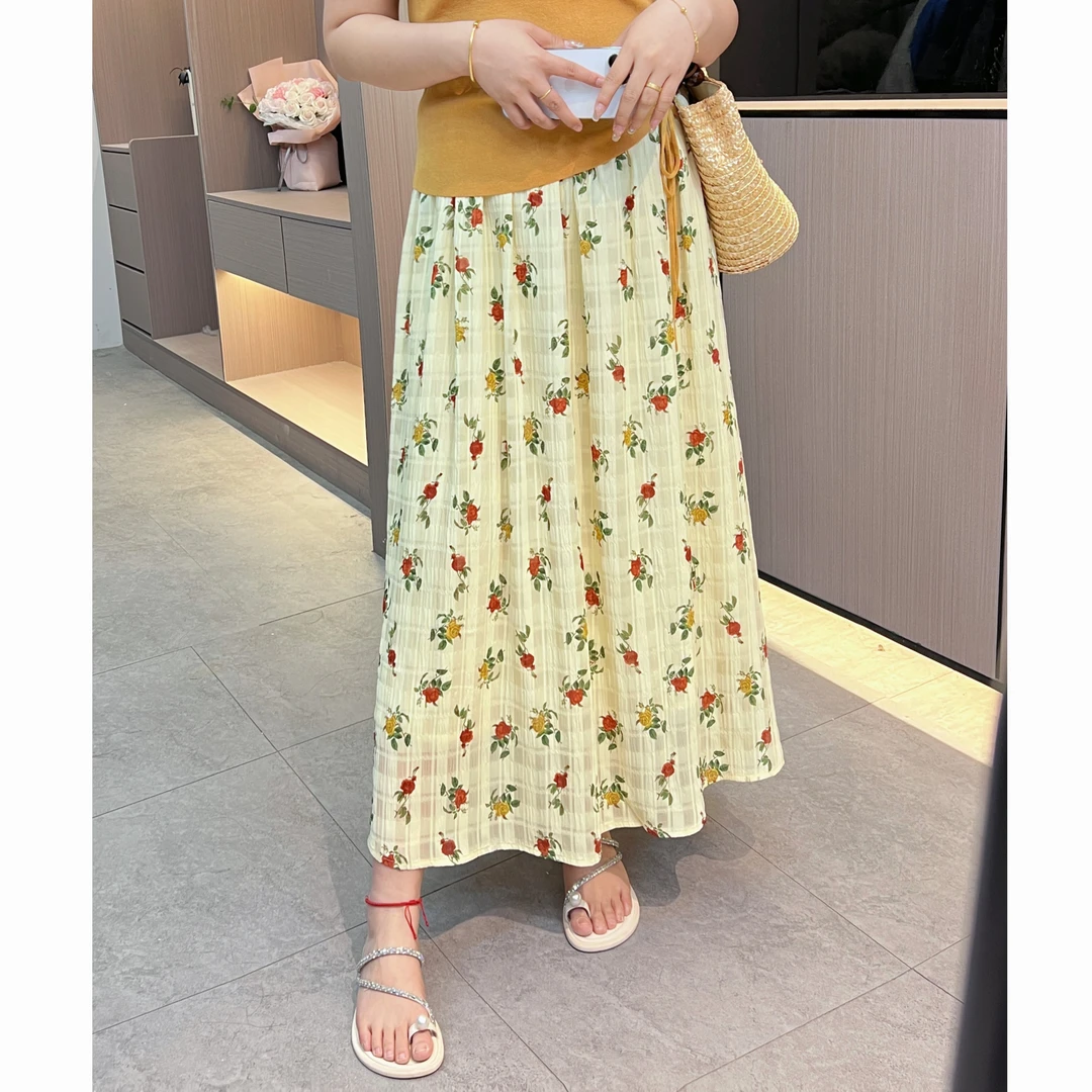 【青苍】大头婷微胖定制温柔风高腰雏菊碎花长裙半身裙
