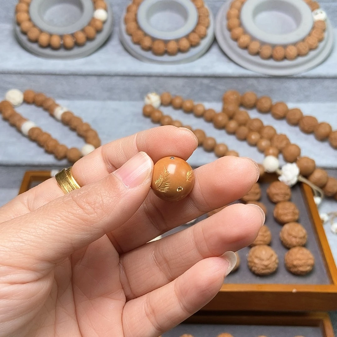 猴头核桃吊坠花*羽毛星球 镶嵌