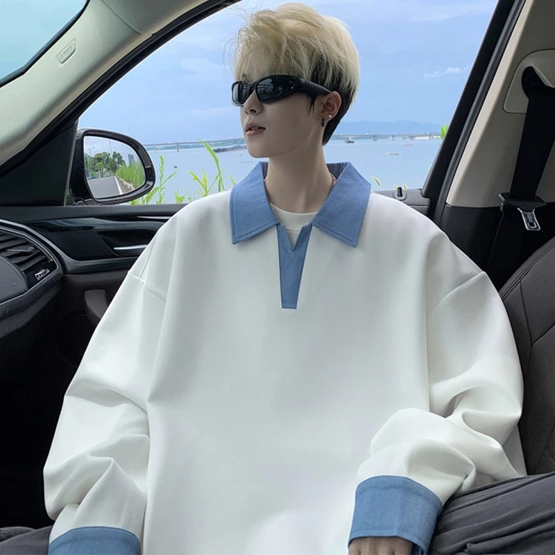 衬衫领卫衣男春秋季2025新款宽松户外休闲风外套青少年翻领上衣服