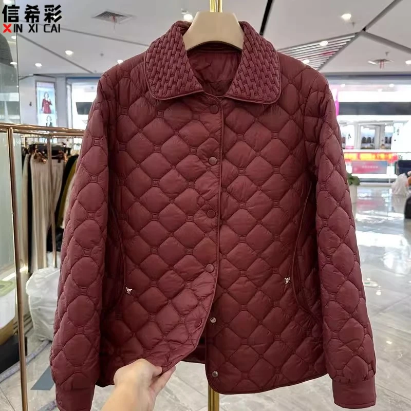 中老年女装时尚妈妈装轻薄夹棉短款棉衣秋冬洋气高贵棉服外套50岁