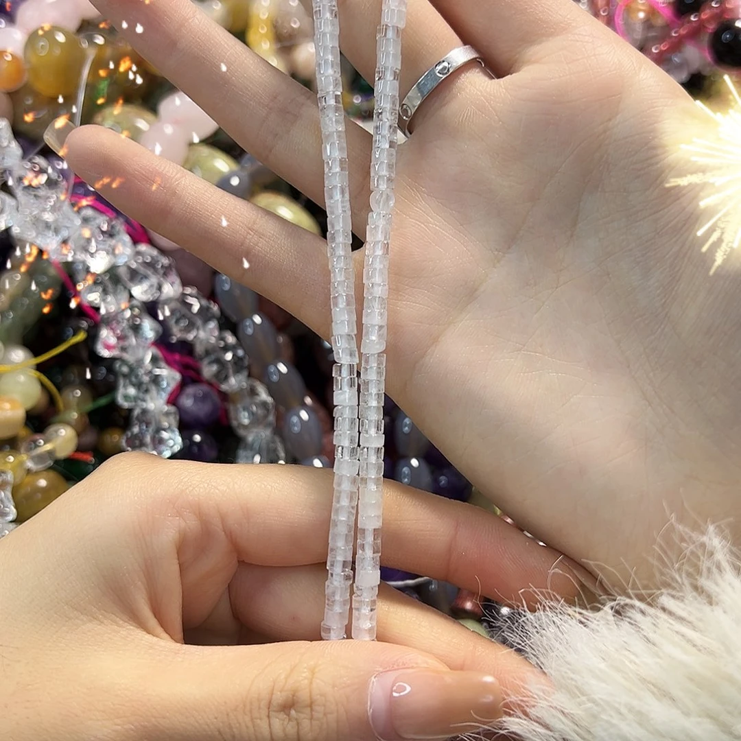 ღ****玛瑙/玉髓未镶嵌珠宝半成品白水直切卡4一条