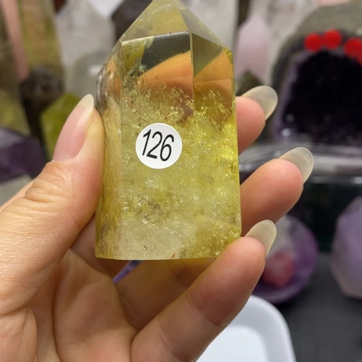 酒***年水晶珠宝半成品未镶嵌126黄水晶柱