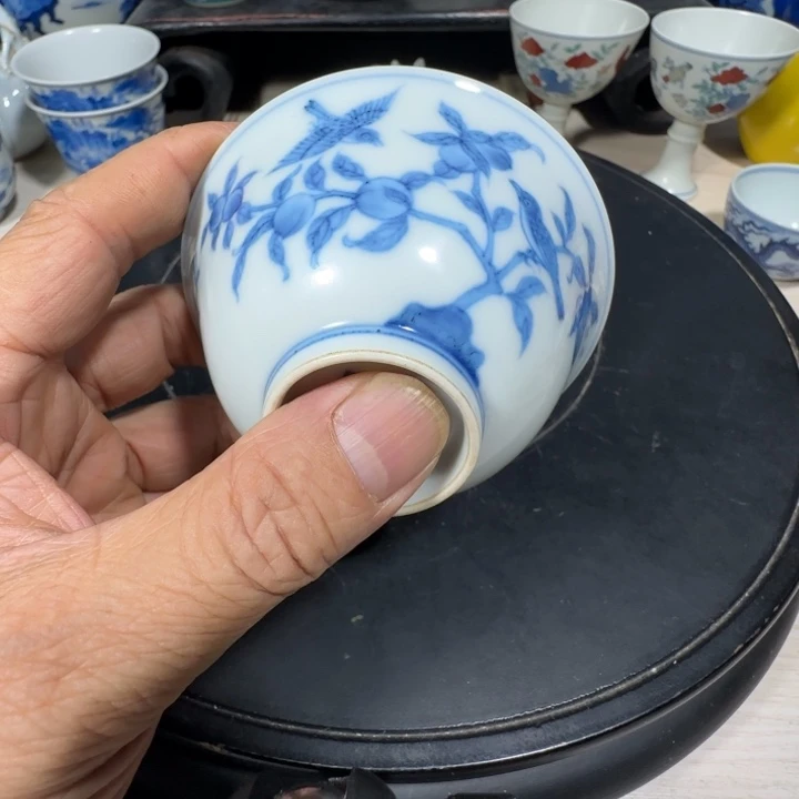 岁***生摆件青花花卉小小摆件