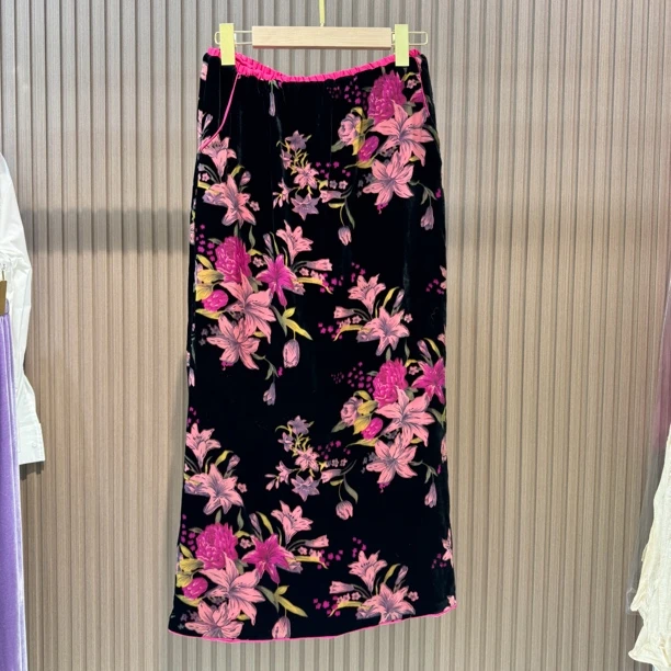 813 真丝丝绒半身裙