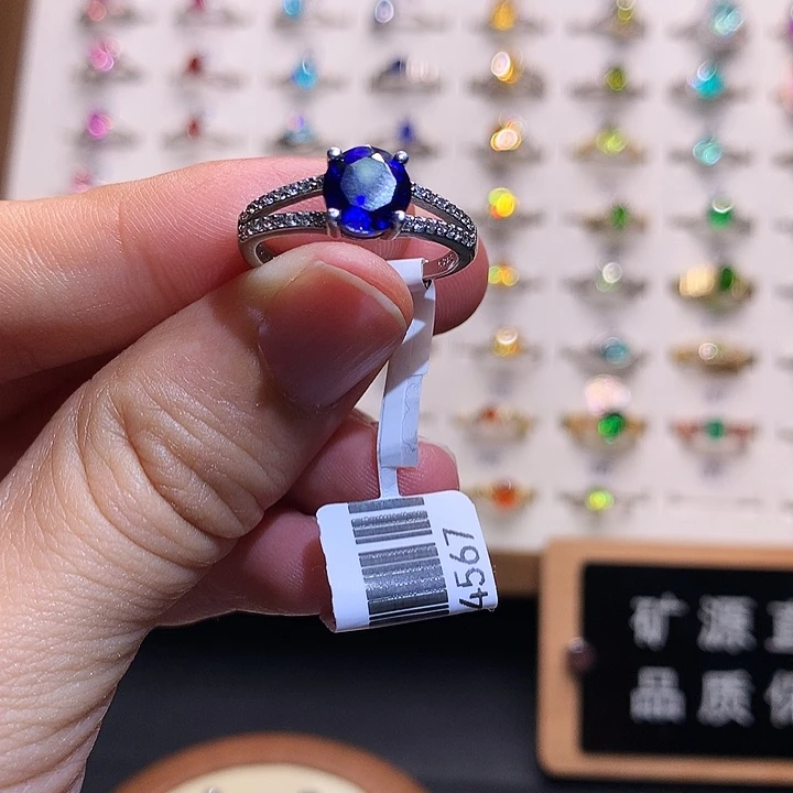 戒指蓝宝石银S925镶嵌