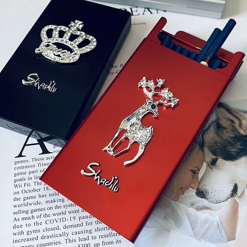 高档细支烟盒自动弹盖超薄20支下拉式时尚女士潮品男士创艺散装