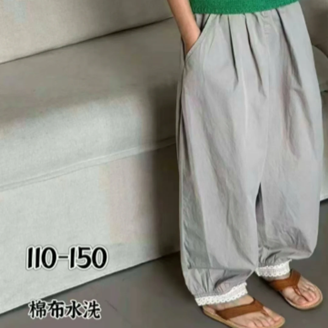 【编号U666】25833-14-儿童脚口花边灯笼裤-中 卡其色-DD+KIDS