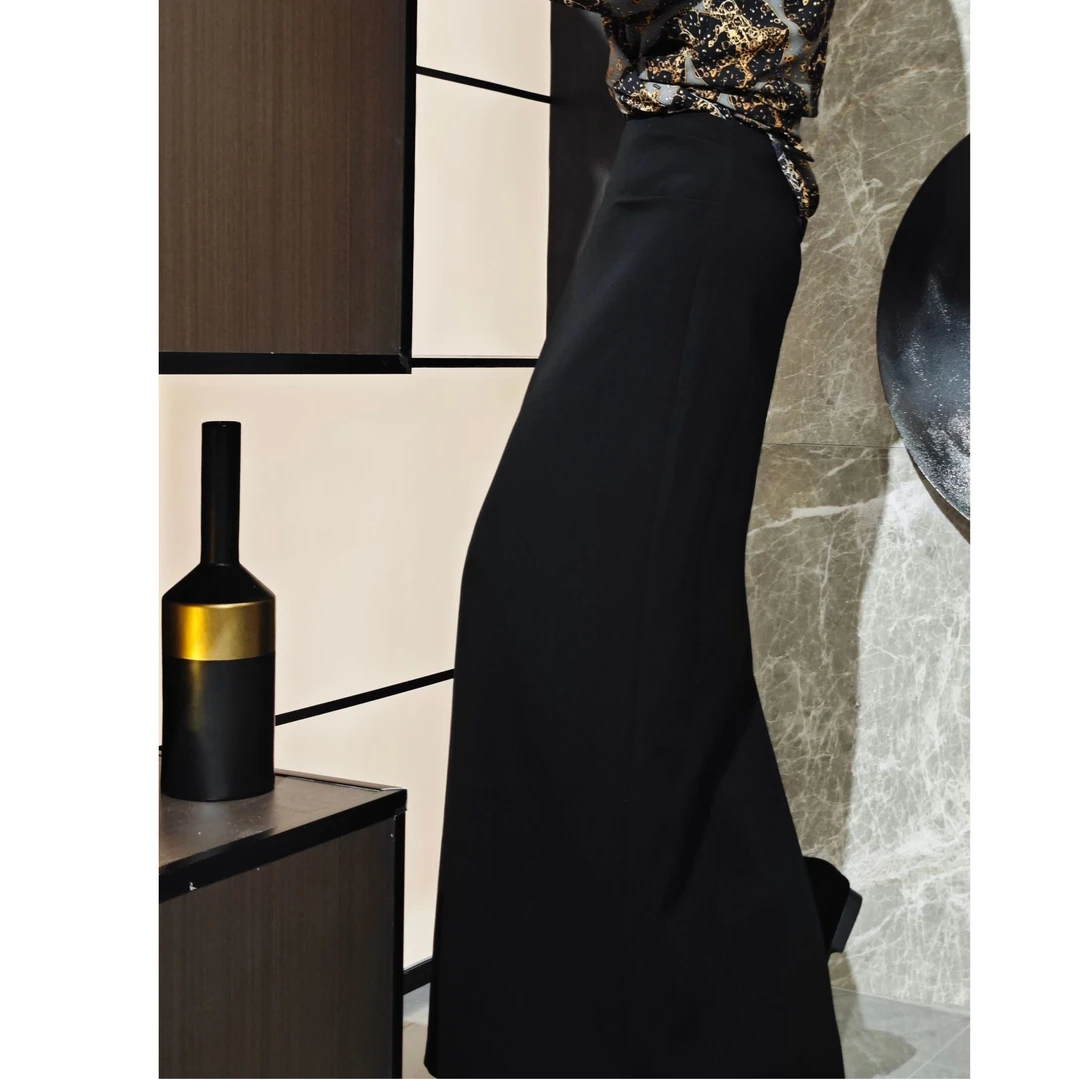 POPULARYW【挽风吟】Z·R上品屋 气质简约纯色高腰后开叉厚款半身裙