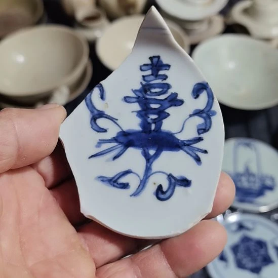 瓷片青花影青杯垫学习标本