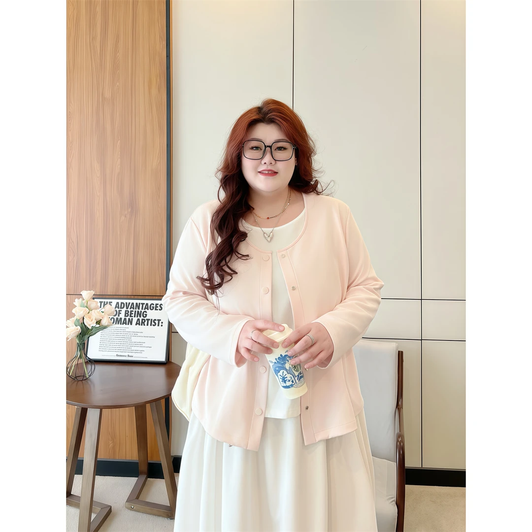 断码捡漏~阿玛尔菲 / 休闲慵懒风假两件开衫上衣14503花契大码胖