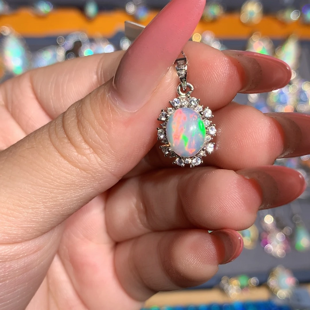 银S925镶嵌欧泊欧泊吊坠l