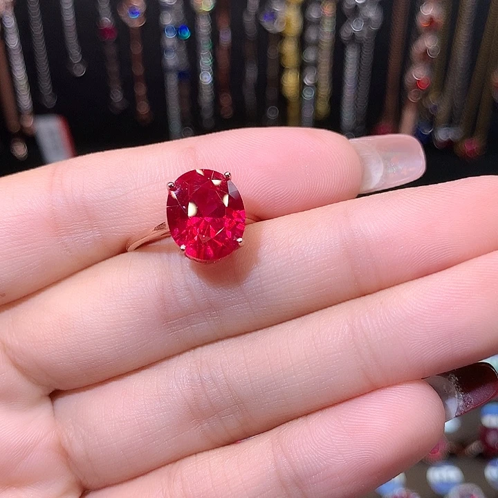 红宝石戒指银S925镶嵌1012玫瑰金