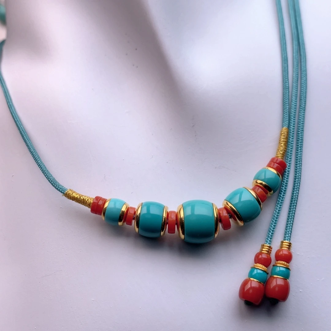 绿松石18K金镶嵌颈饰