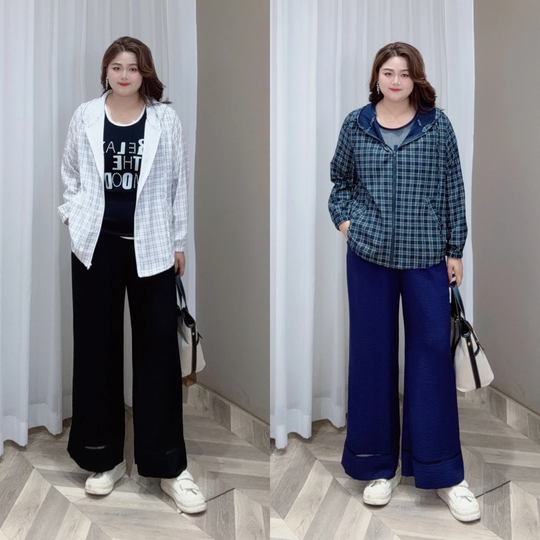 PWD33189【现货仅裤子】纯色韩系百搭显瘦大码女装休闲裤【裤长96】