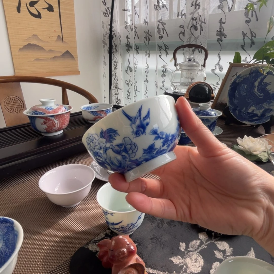 青花花鸟杯杯杯杯杯